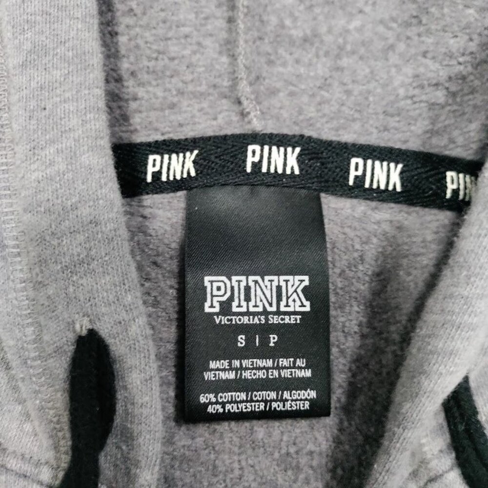 Vintage Victoria's Secret PINK Women's Small Logo Streetwear Zip-Up Hoodie Gray - Picture 4 of 12